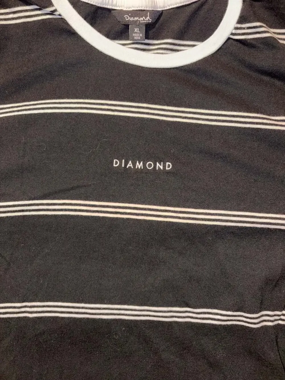 Diamond Supply Co. Black and White Striped Ringer T-Shirt